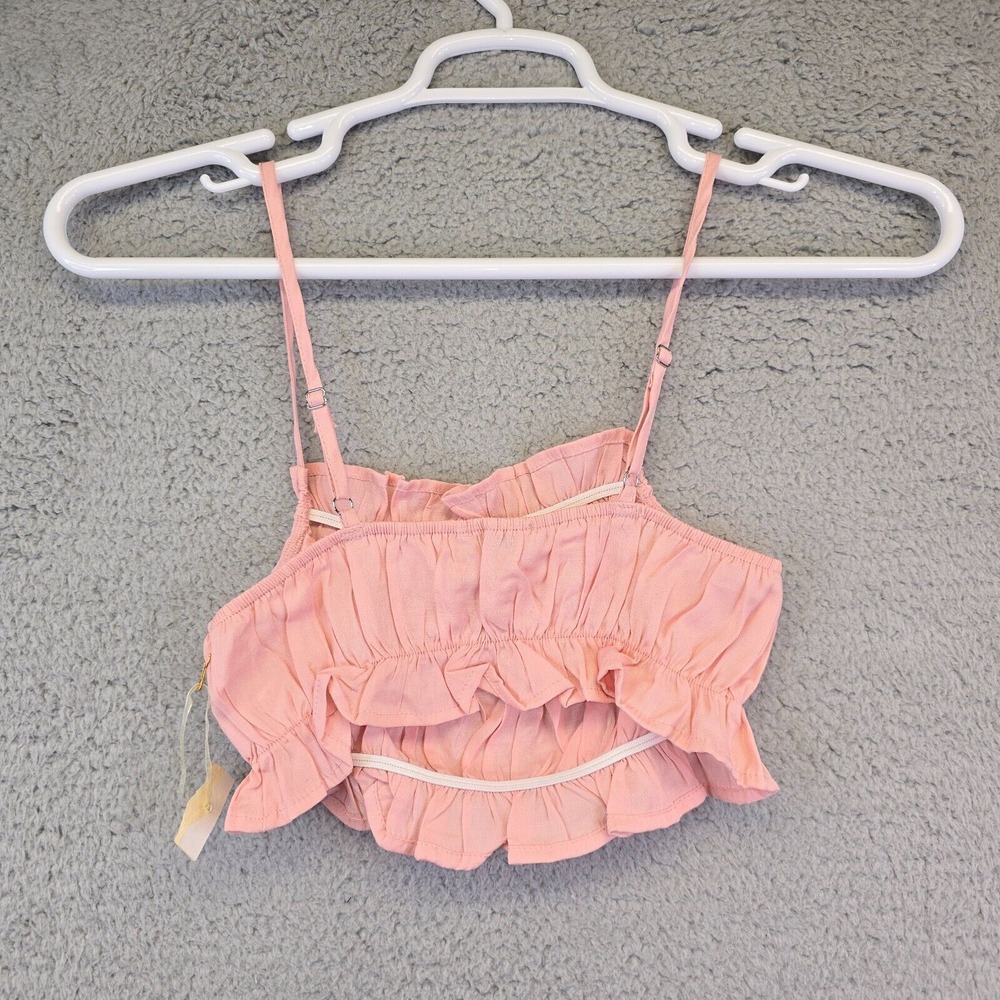 Blashe Ruffle Crop Top Womens Small‎ Lot of 2 White Pink Ruched Camisole - Picture 6 of 16